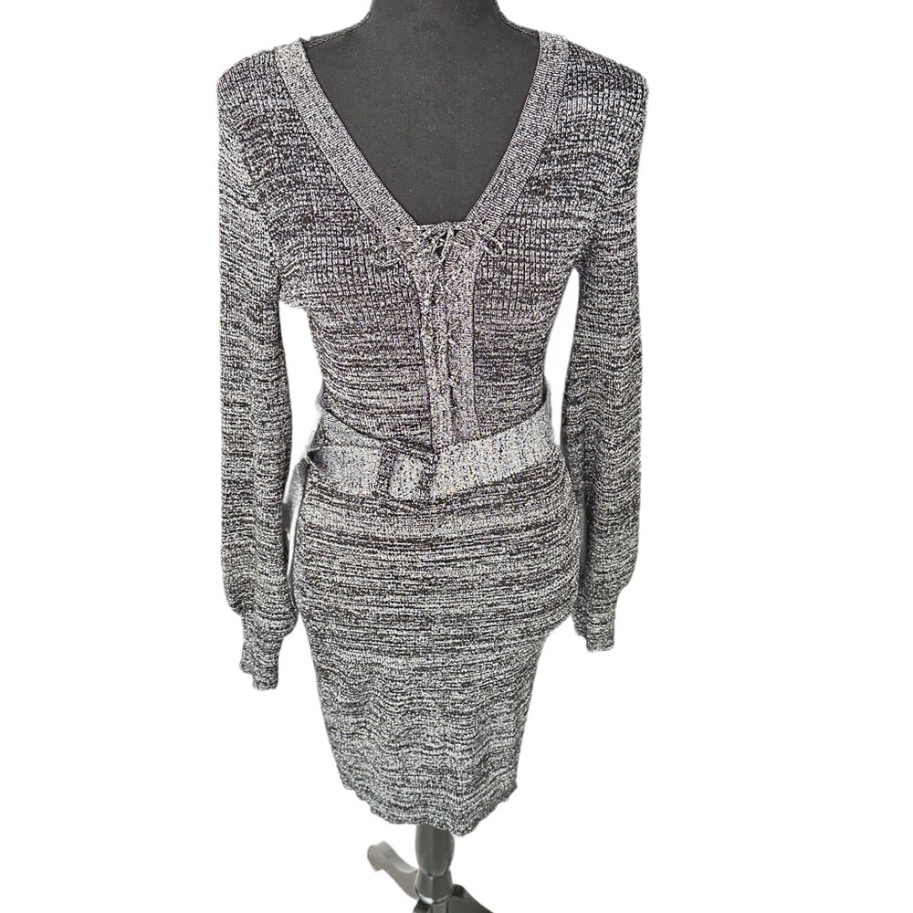 Planet Gold Women Black Metallic Sweater Dress Size Large